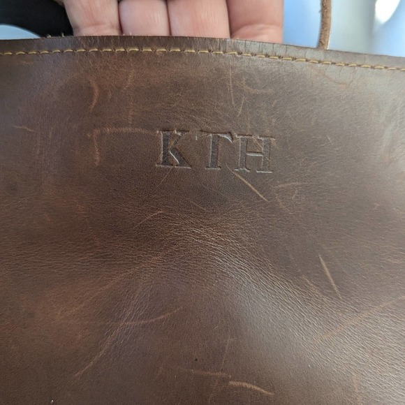 Lifetime Leather Mini Tote with Monogram Dark Brown KTH - Picture 8 of 10